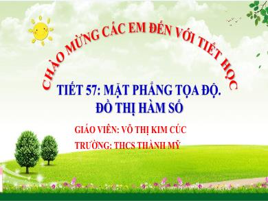 Bài giảng Toán Lớp 8 (Cánh diều) - Bài 2: Mặt phẳng tọa độ. Đồ thị hàm số - Võ Thị Kim Cúc