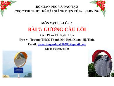Bài giảng Vật lí Lớp 7 - Bài 7: Gương cầu lồi - Phan Thị Ngân Hoa