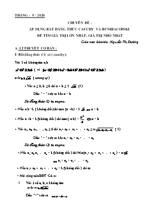 Chuyên đề Áp dụng bất đẳng thức Cauchy và Bunhiacopski để tìm giá trị lớn nhất, giá trị nhỏ nhất