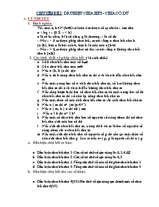 Chuyên đề Dấu hiệu chia hết, chia có dư