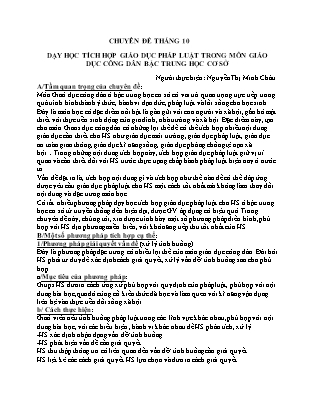 Chuyên đề Dạy học tích hợp giáo dục pháp luật trong môn Giáo dục công dân bậc Trung học cơ sở