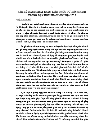 Chuyên đề Khai thác kiến thức từ kênh hình trong dạy phân môn Địa lí 6