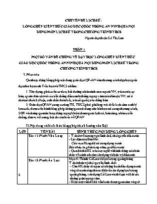 Chuyên đề Lồng ghép kiến thức giáo dục Quốc phòng an ninh qua nội dung môn Lịch sử trong Chương trình THCS