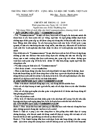 Chuyên đề Một số cách tiếp cận bài Communication, chương trình mới