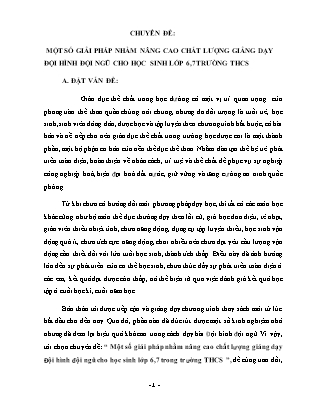 Chuyên đề Một số giải pháp nhằm nâng cao chất lượng giảng dạy đội hình đội ngũ cho học sinh Lớp 6, 7 Trường THCS