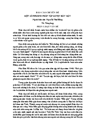 Chuyên đề Một số phương pháp tập luyện đẩy gậy