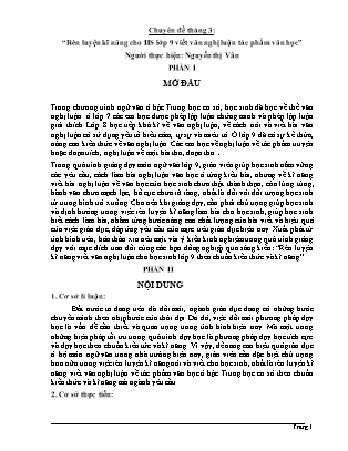Chuyên đề Rèn luyện kĩ năng cho Học sinh Lớp 9 viết văn nghị luận tác phẩm văn học