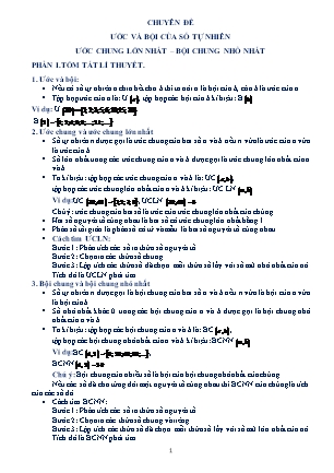 Chuyên đề Ước và bội của số tự nhiên. Ước chung lớn nhất, bội chung nhỏ nhất