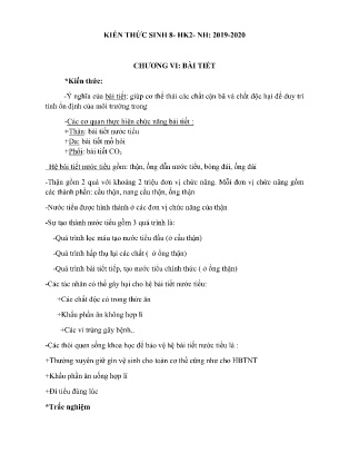 Đề cương ôn tập học kỳ II môn Sinh học Lớp 8 - Năm học 2019-2020 - Trường TH&THCS Lý Thường Kiệt