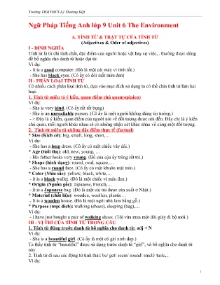 Đề cương ôn tập học kỳ II môn Tiếng Anh Lớp 9 - Trường TH&THCS Lý Thường Kiệt