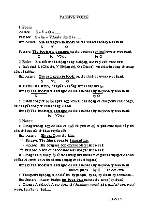 Đề cương ôn tập môn Tiếng Anh Lớp 9 - Passive Voice