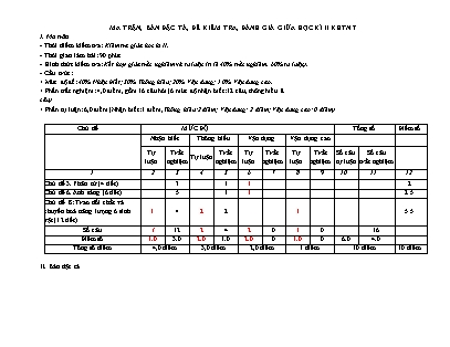 Đề kiểm tra giữa học kỳ II môn Khoa học tự nhiên Lớp 7 - Năm học 2022-2023 - Trường THCS Xuân Viên (Có đáp án + Ma trận)