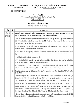 Đề thi chọn Đội tuyển Học sinh giỏi Quốc gia THPT môn Địa lí năm học 2024-2025 - Ngày thi 18/08 - Sở GD&ĐT Sóc Trăng (Có đáp án)