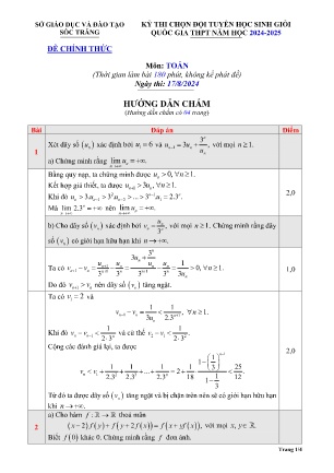Đề thi chọn Đội tuyển Học sinh giỏi Quốc gia THPT môn Toán năm học 2024-2025 - Sở GD&ĐT Sóc Trăng (Có đáp án)
