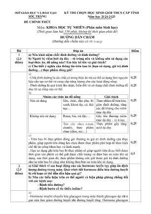 Đề thi chọn Học sinh giỏi THCS cấp Tỉnh môn Khoa học tự nhiên (Sinh học) - Năm học 2024-2025 - Sở GD&ĐT Sóc Trăng (Có đáp án)