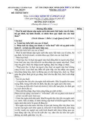 Đề thi chọn Học sinh giỏi THPT cấp Tỉnh môn Giáo dục kinh tế và pháp luật - Năm học 2023-2024 - Sở GD&ĐT Sóc Trăng (Có đáp án)