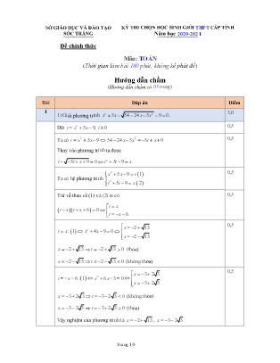 Đề thi chọn Học sinh giỏi THPT cấp Tỉnh môn Toán - Năm học 2020-2021 - Sở GD&ĐT Sóc Trăng (Có đáp án)
