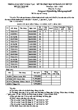 Đề thi Học sinh giỏi cấp Huyện môn Tin học Lớp 9 - Năm học 2021-2022 - PGD&ĐT huyện Trấn Đề (Có đáp án)
