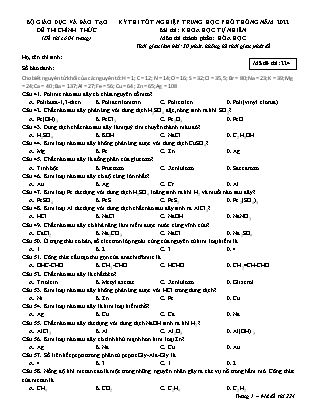 Đề thi Tốt nghiệp THPT năm 2022 môn Khoa học tự nhiên (Hóa học) - Mã đề 224 (Có đáp án)