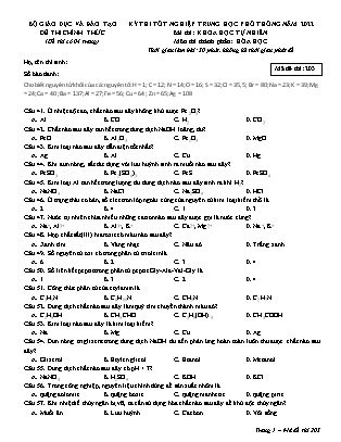 Đề thi Tốt nghiệp THPT năm 2022 môn Khoa học tự nhiên (Hóa học) - Mã đề 203 (Có đáp án)