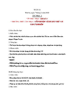 Giáo án Âm nhạc Lớp 2 (Kết nối tri thức) - Tuần 21 - Ôn đọc nhạc Bài số 3. Thường thức âm nhạc Câu chuyện về bài hát Chú voi con ở Bản Đôn - Năm học 2022-2023 - Trần Thị Tuyết Như