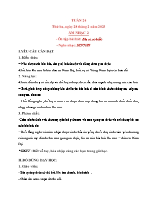 Giáo án Âm nhạc Lớp 2 (Kết nối tri thức) - Tuần 24 - Ôn tập bài hát Mẹ ơi có biết. Nghe nhạc Ru con - Năm học 2022-2023 - Trần Thị Tuyết Như