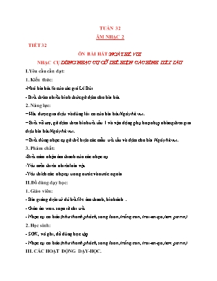 Giáo án Âm nhạc Lớp 2 (Kết nối tri thức) - Tuần 32 - Ôn bài hát Ngày hè vui. Dùng nhạc cụ gõ thể hiện tiết tấu - Trần Thị Tuyết Như