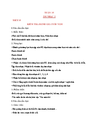 Giáo án Âm nhạc Lớp 2 (Kết nối tri thức) - Tuần 35 - Tiết 35: Kiểm tra đánh giá cuối năm - Nguyễn Thị Hương Giang