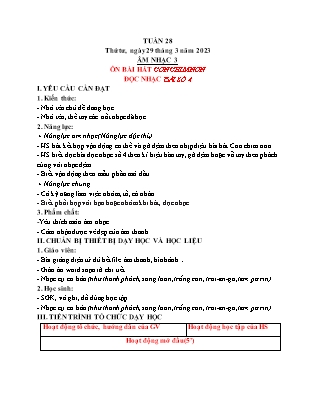 Giáo án Âm nhạc Lớp 3 (Kết nối tri thức) - Tuần 28 - Ôn tập bài hát Con chim non. Đọc nhạc bài số 4 - Năm học 2022-2023 - Trần Thị Tuyết Như