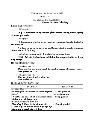 Giáo án Âm nhạc Lớp 3 - Tuần 22 - Học bài hát Bài ca đi học - Năm học 2022-2023 - Trần Thị Tuyết Như