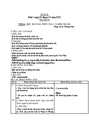 Giáo án Âm nhạc Lớp 4 - Tuần 8 - Tiết 8: Học hát bài Trên ngựa ta phi nhanh - Trần Thị Quế Hương