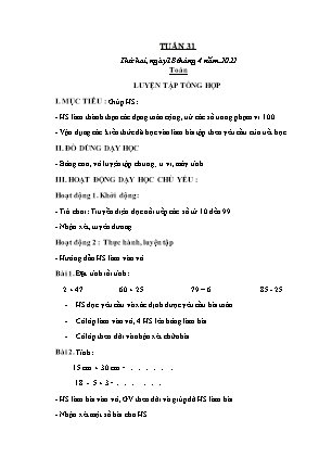 Giáo án các môn Lớp 1 - Tuần 31 (Thứ 2, 3, 4) - Năm học 2021-2022 - Nguyễn Thị Minh Hiểu