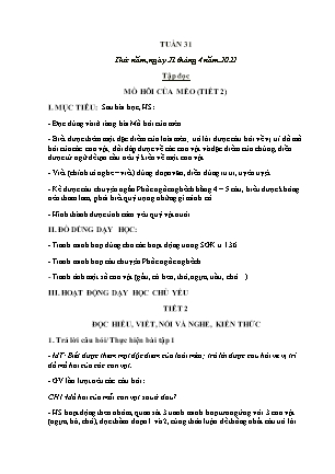 Giáo án các môn Lớp 1 - Tuần 31 (Thứ 5, 6) - Năm học 2021-2022 - Nguyễn Thị Minh Hiểu