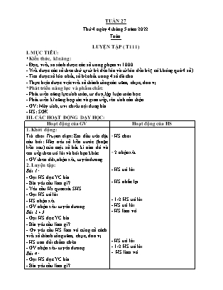 Giáo án các môn Lớp 2 - Tuần 27 - Năm học 2021-2022 - Nguyễn Thị Lê Hoa