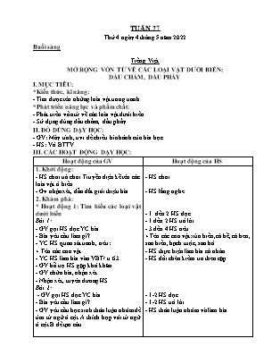 Giáo án các môn Lớp 2 - Tuần 27 (Thứ 4, 5, 6) - Năm học 2021-2022 - Nguyễn Thị Hảo