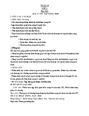 Giáo án Đạo đức Lớp 1 - Tuần 17 - Ôn tập tổng hợp - Nguyễn Thu Hằng