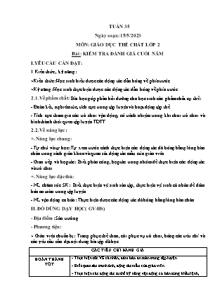 Giáo án Giáo dục thể chất Lớp 2 - Tuần 35 - Bài kiểm tra đánh giá cuối năm - Năm học 2022-2023 - Nguyễn Hồng Quân