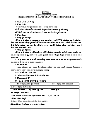 Giáo án Hoạt động trải nghiệm Lớp 1 - Tuần 31. Bài 20: Em bảo vệ cảnh quan thiên nhiên (Tiết 1) - Nguyễn Thị Hương Giang