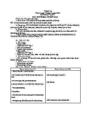 Giáo án Mĩ thuật Khối 1 - Tuần 25 - Bình hoa muôn sắc - Năm học 2022-2023 - Nguyễn Thị Hoài Thảo