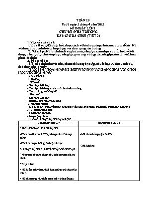 Giáo án Mĩ thuật Lớp 1 - Tuần 29 - Chủ đề: Nhà trường - Bài Giờ ra chơi (Tiết 2) - Năm học 2022-2023 - Nguyễn Thị Hoài Thảo
