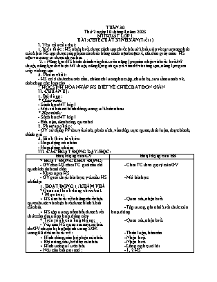 Giáo án Mĩ thuật Lớp 1 - Tuần 30 - Bài Chiếc bát xinh xắn - Năm học 2022-2023 - Nguyễn Thị Hoài Thảo