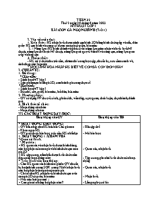 Giáo án Mĩ thuật Lớp 1 - Tuần 32 - Bài Con gà ngộ nghĩnh - Năm học 2022-2023 - Nguyễn Thị Hoài Thảo