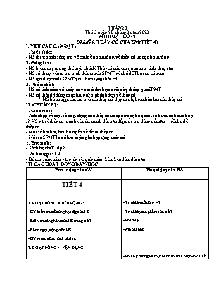 Giáo án Mĩ thuật Lớp 2 (Kết nối tri thức) - Tuần 28 - Chủ đề 9: Thầy cô của em - Năm học 2022-2023 - Nguyễn Thị Hoài Thảo