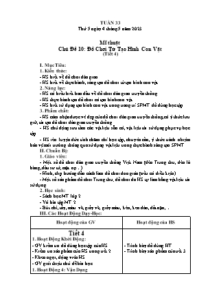 Giáo án Mĩ thuật Lớp 2 (Kết nối tri thức) - Tuần 33 - Chủ đề 10: Đồ chơi từ tạo hình con vật - Năm học 2022-2023 - Nguyễn Thị Hoài Thảo