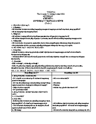 Giáo án Mĩ thuật Lớp 3 (Kết nối tri thức) - Tuần 26 - Chủ đề 9: Sinh hoạt trong gia đình - Năm học 2022-2023 - Nguyễn Thị Hoài Thảo