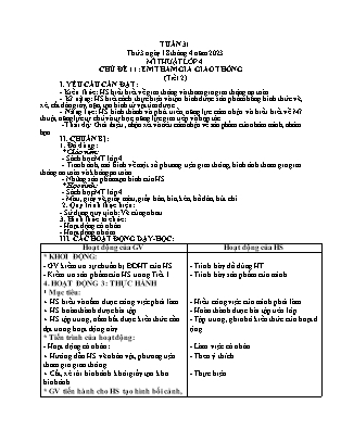 Giáo án Mĩ thuật Lớp 4 - Tuần 31 - Chủ đề 11: An toàn giao thông (Tiết 2) - Năm học 2022-2023 - Nguyễn Thị Hoài Thảo