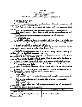Giáo án Mĩ thuật Lớp 5 - Tuần 27 - Chủ đề 10: Cuộc sống quanh em - Năm học 2022-2023 - Nguyễn Thị Hoài Thảo
