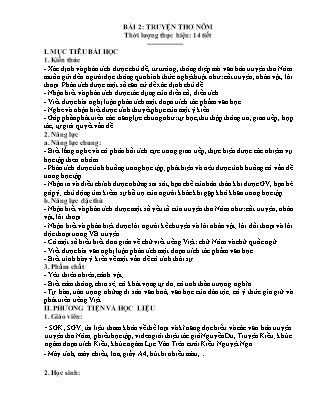 Giáo án Ngữ văn Lớp 9 (Cánh diều) - Bài 2: Truyện thơ Nôm