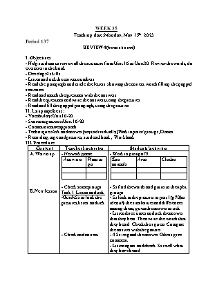 Giáo án Tiếng Anh Lớp 4 - Tuần 35 - Review 4 - Period 137 - Lê Thị Lan Anh