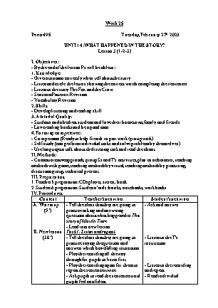 Giáo án Tiếng Anh Lớp 5 - Tuần 25 - Unit 14: What happened in the story - Lesson 3. Period 95 - Trần Thị Thư Hương